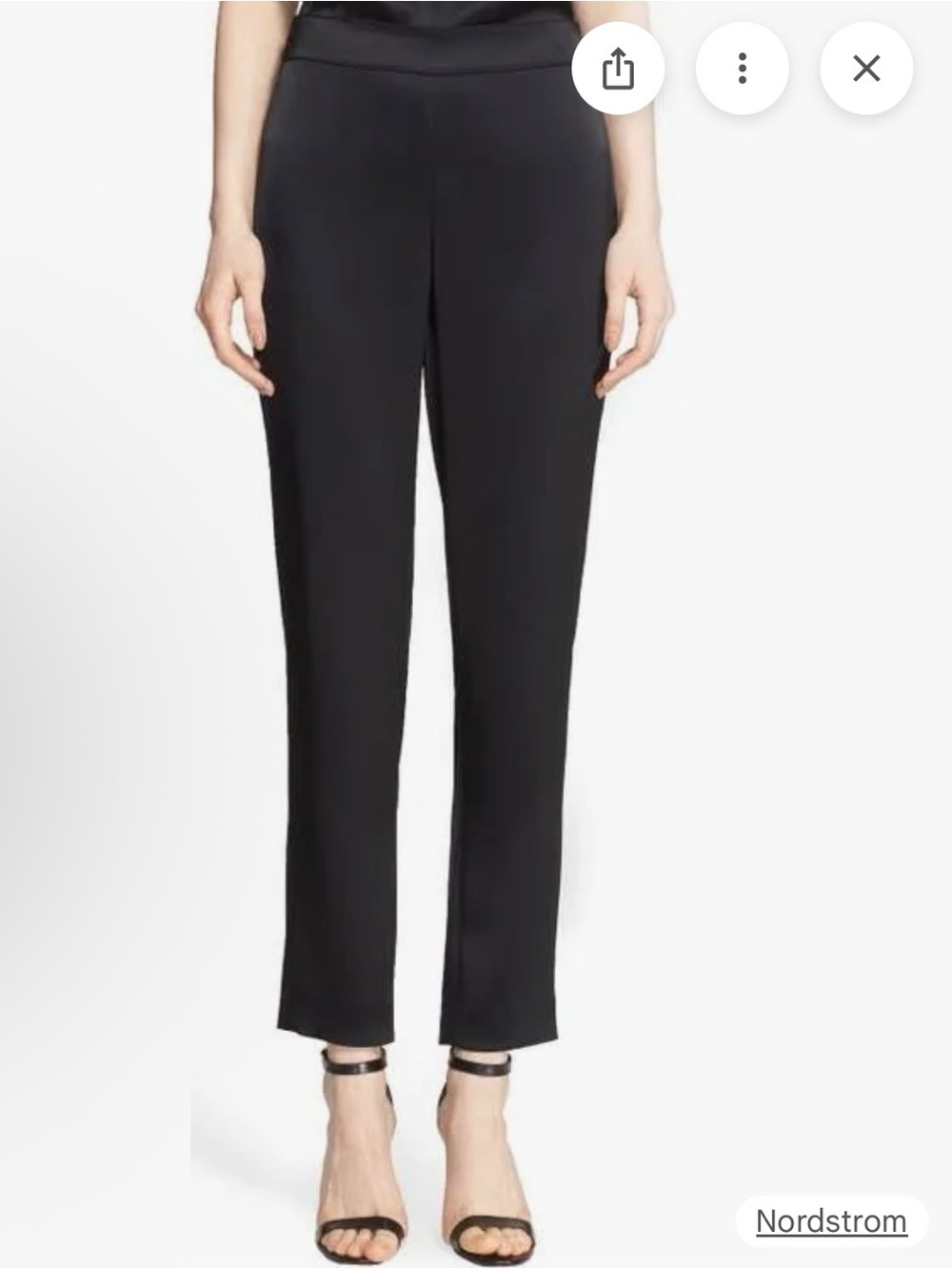 ST. JOHN Emma Satin Ankle Pants in Cavr Caviar at Nordstrom, Size 0